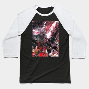 Planet Fall Abstract in Black White Red Gold Baseball T-Shirt